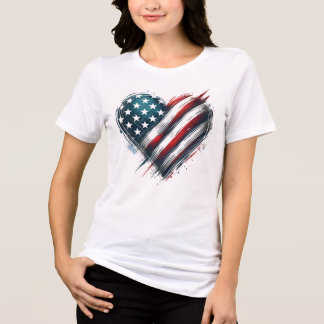 Resilient American Heart – Distressed Flag Design Tri-Blend Shirt