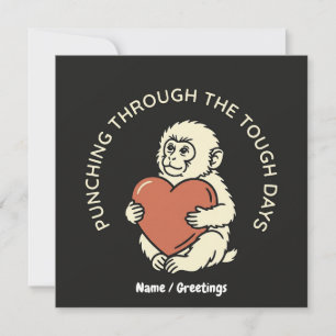 Resilient Baby Monkey & Heart Punching Through Invitation