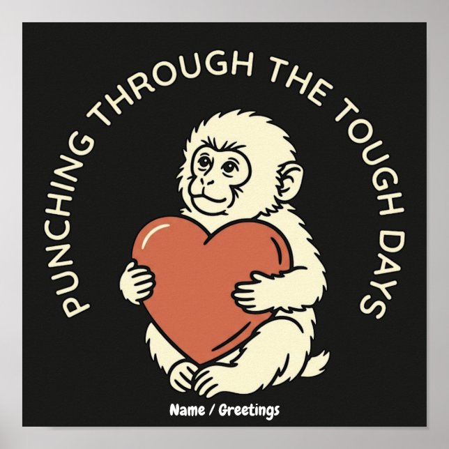 Resilient Baby Monkey & Heart Punching Through  Poster (Front)