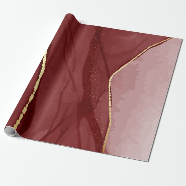 Resin art, dark red marsala abstract background. E Wrapping Paper (Unrolled)