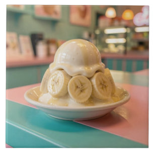 Resin Banana Sundae   Retro Ice Cream Shop Tile