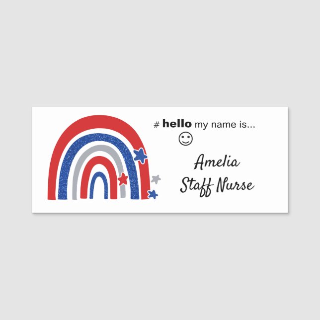 Resin Finish Hello My Name Is Rainbow Name Badge  (Front)