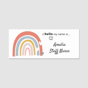 Resin Finish Hello My Name Is Rainbow Name Badge 