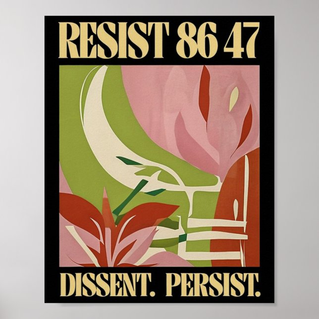 Resist 8647 Dissent Persist Anti Trump Floral Femi Poster (Front)