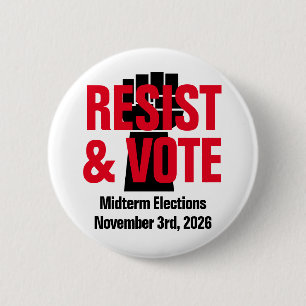 Resist And Vote - Anti Trump Doge Black Fist 6 Cm Round Badge