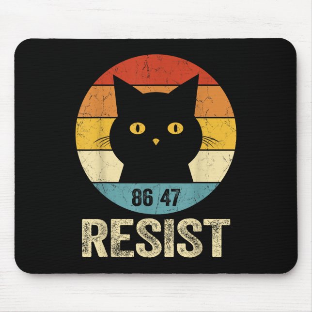 Resist Anti Trump Tee Retro Resist Anti Trump Cat  Mouse Pad (Front)
