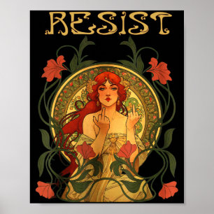 Resist Art Nouveau Mucha Anti-trump Women Feminist Poster