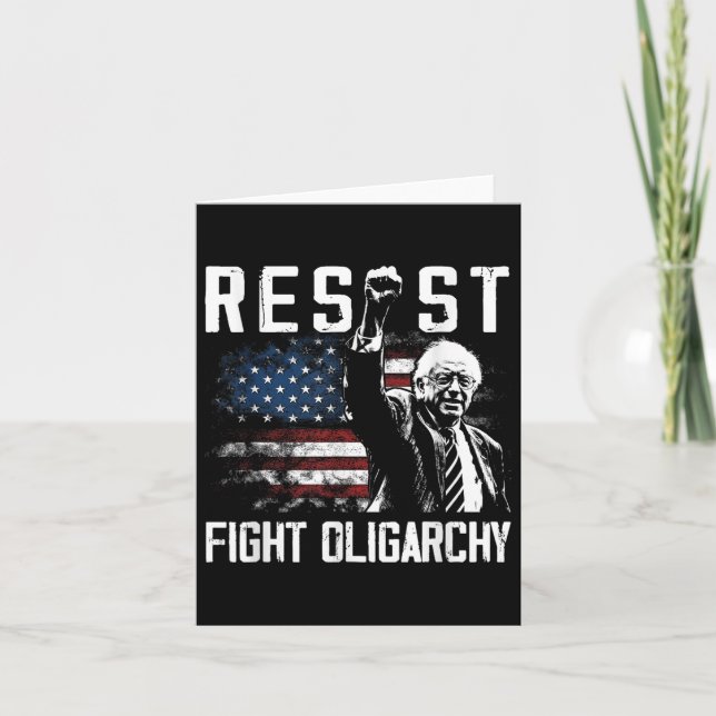 Resist Bernie Sanders Fight Oligarchy Freedom Prot Card (Front)