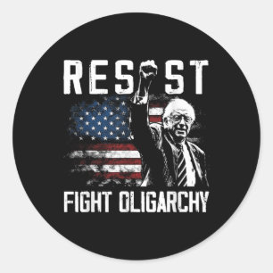 Resist Bernie Sanders Fight Oligarchy Freedom Prot Classic Round Sticker