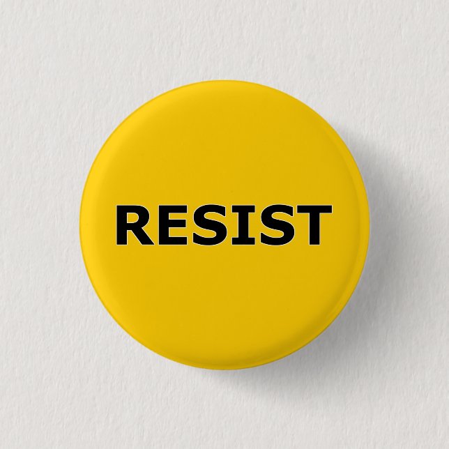 RESIST - Black on Yellow 3 Cm Round Badge (Front)