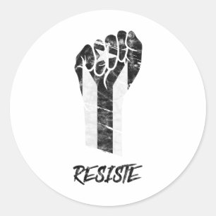 Resist Black Puerto Rico Flag Resiste Fist Fist Pu Classic Round Sticker