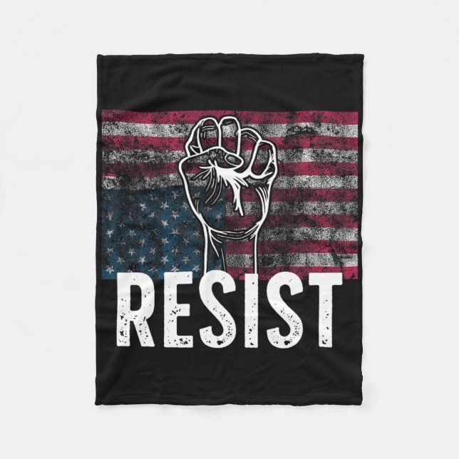 Resist Distressed Upside Down American Flag Usa  Fleece Blanket (Front)