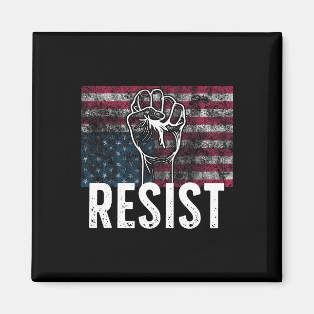 Resist Distressed Upside Down American Flag Usa  Magnet (Front)