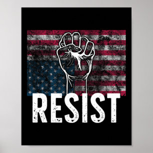 Resist Distressed Upside Down American Flag Usa Poster