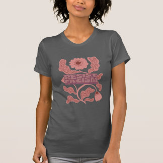 resist facism purple floral on grey T-Shirt