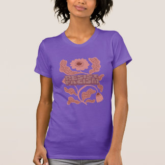 resist facism purple floral on purple T-Shirt