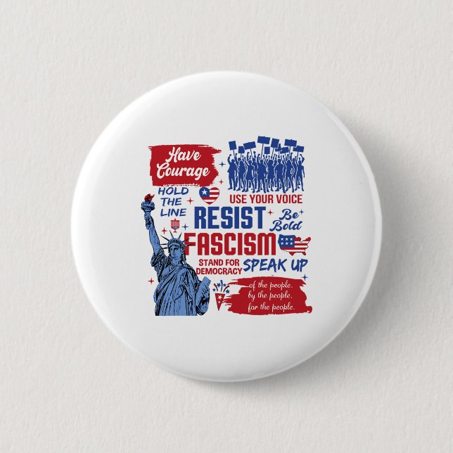 Resist Fascism 2  6 Cm Round Badge (Front)
