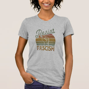 Resist Fascism Anti Fascist Rainbow h grey T-Shirt