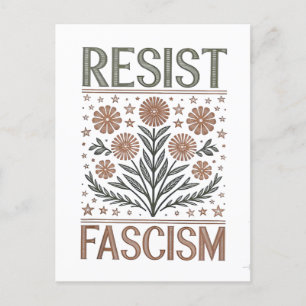 Resist Fascism Floral Transgender LGBTQ Anti-Trump Announcement Postcard