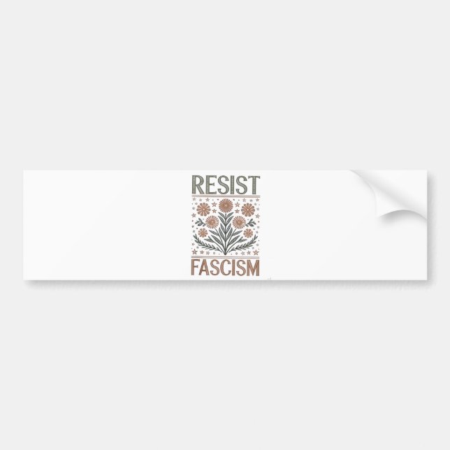 Resist Fascism Floral Transgender LGBTQ Anti-Trump Bumper Sticker (Front)