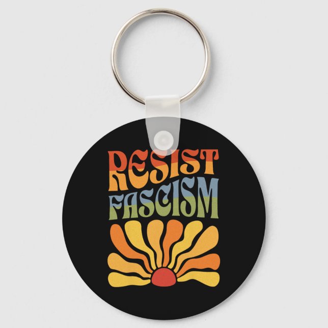 Resist Fascism Retro Boho Feminist Pro Choice Huma Key Ring (Front)