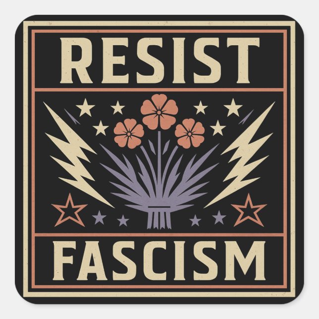 RESIST FASCISM SQUARE STICKER (Front)