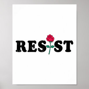 Resist Feminist Rose Flower Women Feminism Vintage Poster