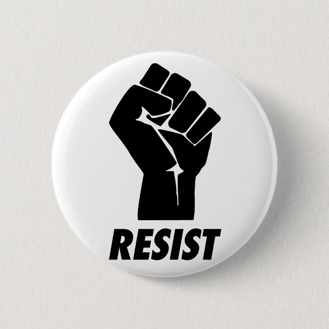 resist fist 6 cm round badge (Front)