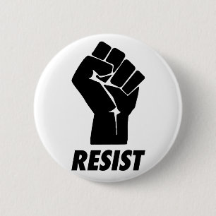 resist fist 6 cm round badge