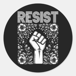 Resist Fist Boho Flower Anti Trump Protest Activis Classic Round Sticker