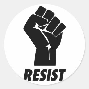 resist fist classic round sticker