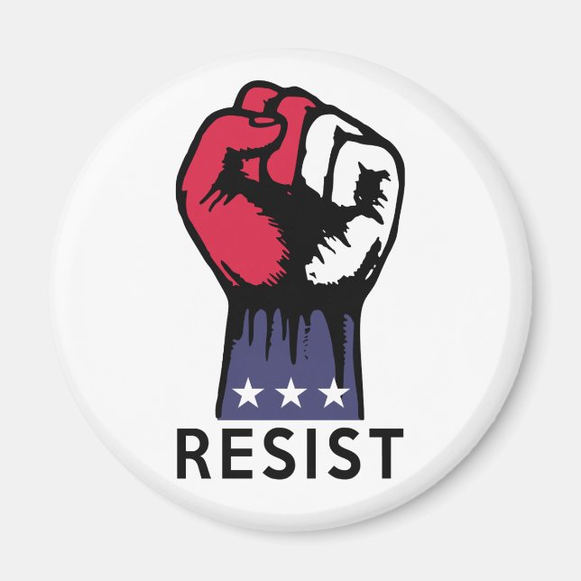 Resist Fist Justice Now Red, White and Blue Magnet (Front)