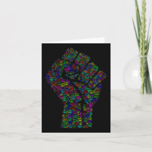Resist Fist Peace Sign Rainbows Activism Love Card