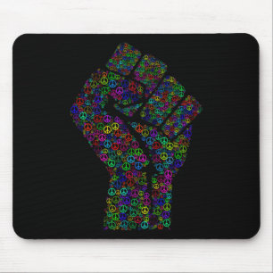 Resist Fist Peace Sign Rainbows Activism Love Mouse Pad