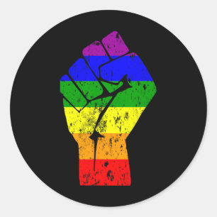 Resist Fist Rainbow Flag Gay Pride Classic Round Sticker