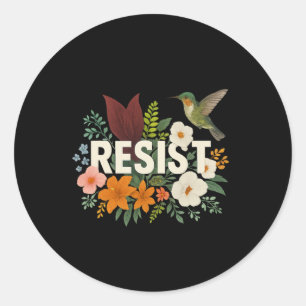 Resist Floral Anti Trump Political Protest  Classic Round Sticker