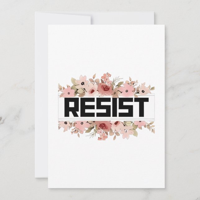 RESIST Floral Anti Trump Political Protest Holiday Card (Front)