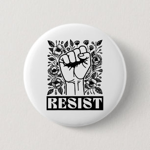 Resist Floral Anti Trump Political Protest Liberal 6 Cm Round Badge