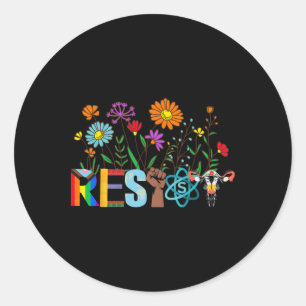 Resist Floral Anti Trump Political Protest Not My Classic Round Sticker