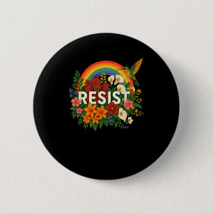 Resist Floral Anti Trump Political Protest Pride M 6 Cm Round Badge