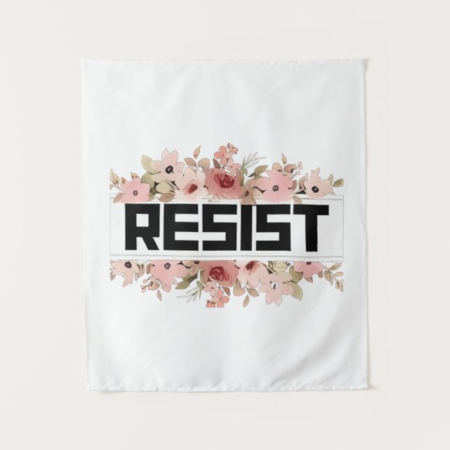 RESIST Floral Anti Trump Political Protest Tapestry (Front)