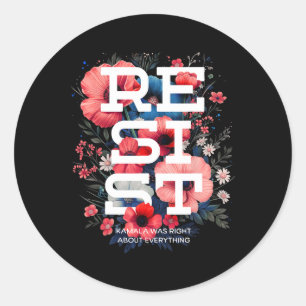 Resist Floral Boho  Classic Round Sticker