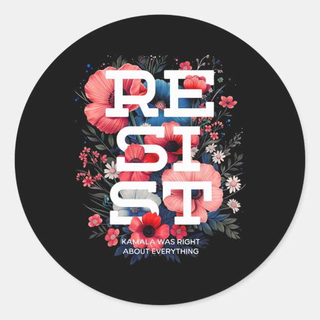 Resist Floral Boho  Classic Round Sticker (Front)