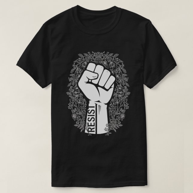 Resist Floral Emblem T-Shirt (Design Front)