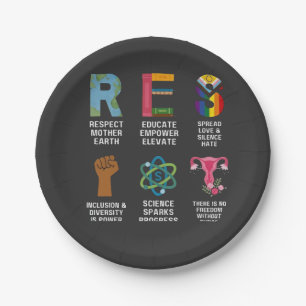 Resist Floral LGBTQ Rights Trans Equality Paper Plate