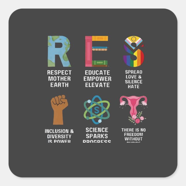 Resist Floral LGBTQ Rights Trans Equality  Square Sticker (Front)