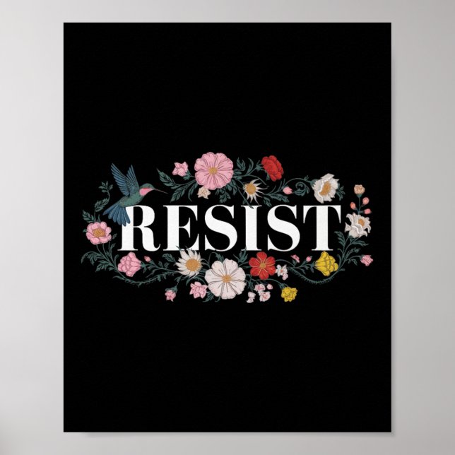 Resist Floral Protest Trump Anti Trump Premium _4  Poster (Front)