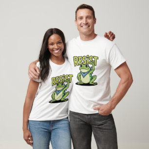 Resist Frog Cute Activism Cartoon with Raised Fist T-Shirt