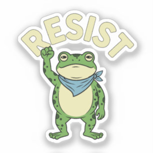 Resist Frog Illustration STICKER, Cute Protest Fro