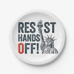 Resist Hands Off Libertiy Status Anti Trump Paper Plate